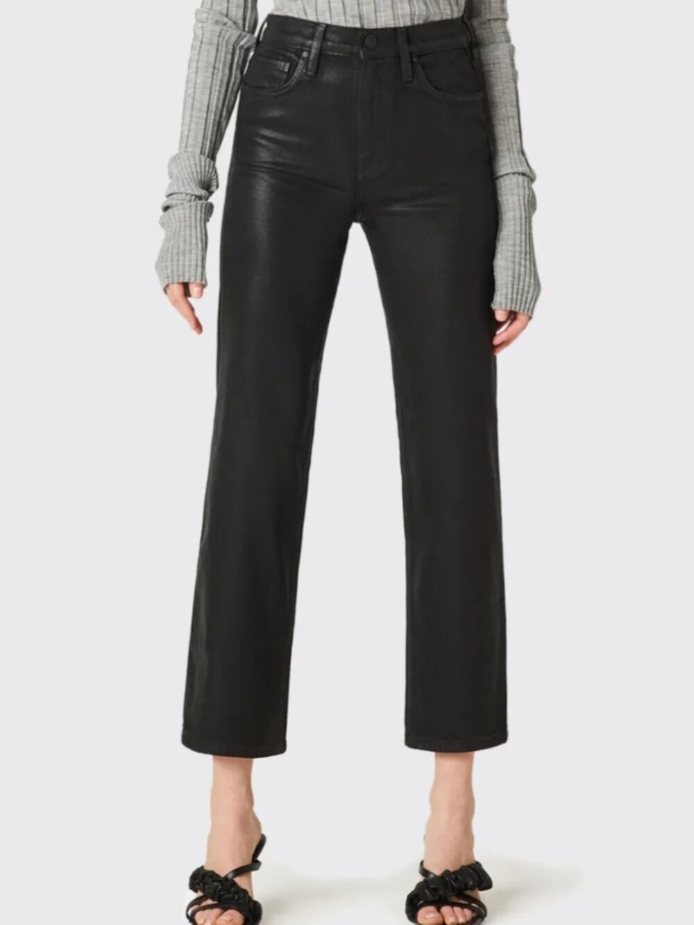 Hudson Black Remi High Rise Straight Crop Jean Size 28
